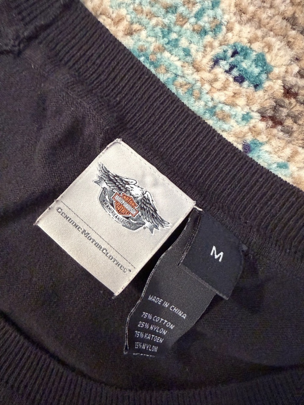 Harley-Davidson Black Rhinestone Script Lace-Up Sleeve Top - Picture 2 of 5